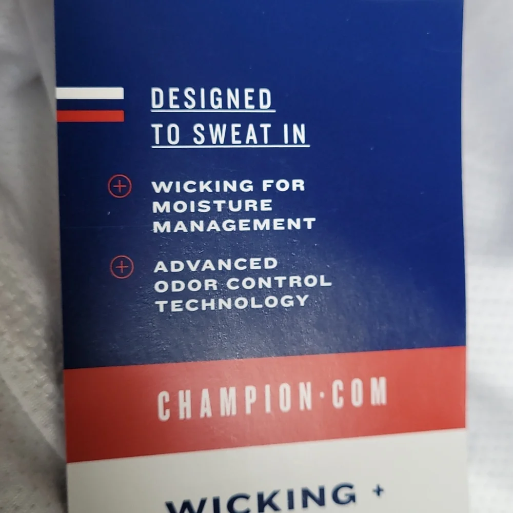 Champion Wicking Anti Odor Breathable White Tee Size Medium NWT - Picture 6 of 7